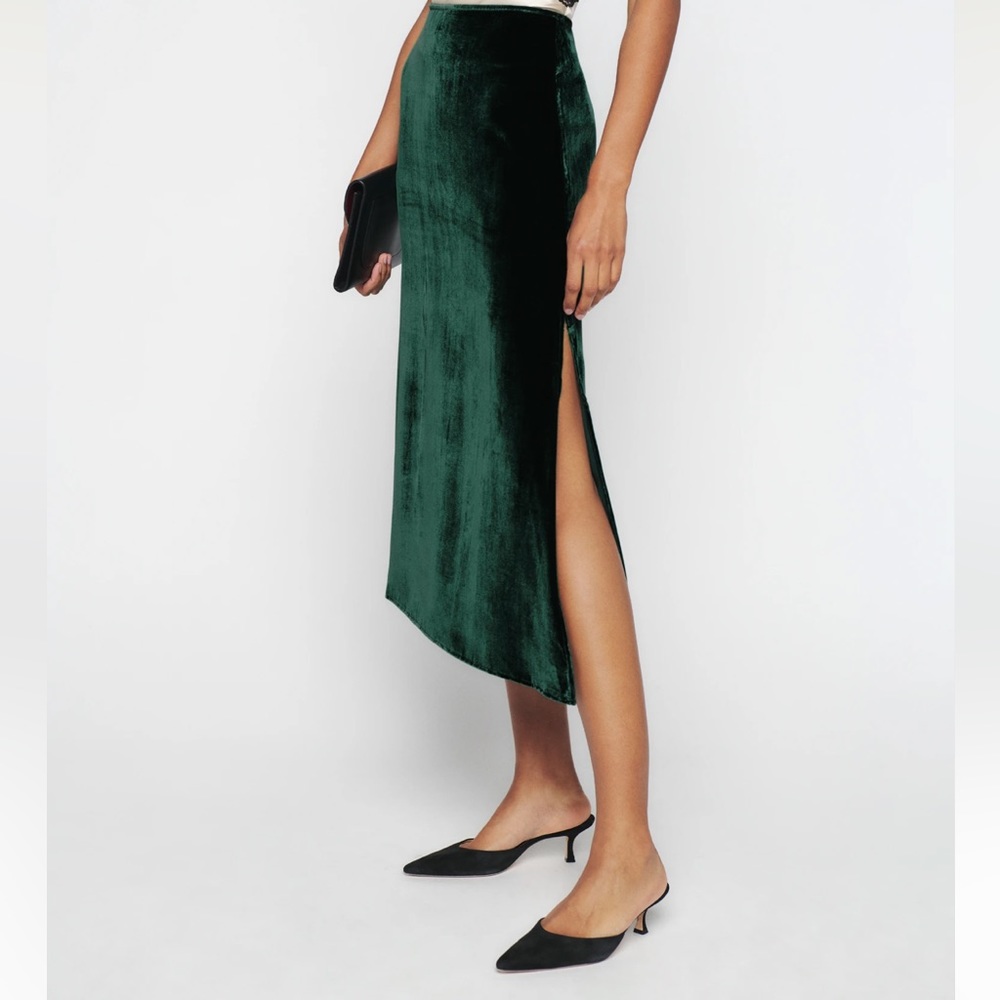 NWT Reformation Baylee Velvet Midi Skirt